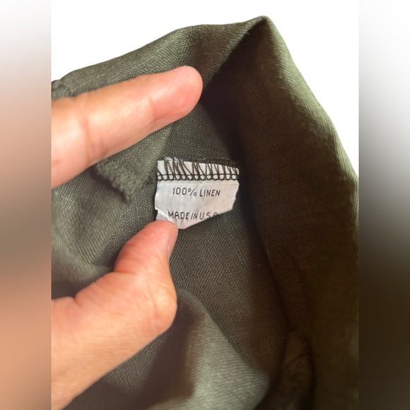 🩷 Bryn Walker Cardigan Jacket Womens S Linen Olive Open Blazer Lagenlook Pocket - Picture 11 of 12
